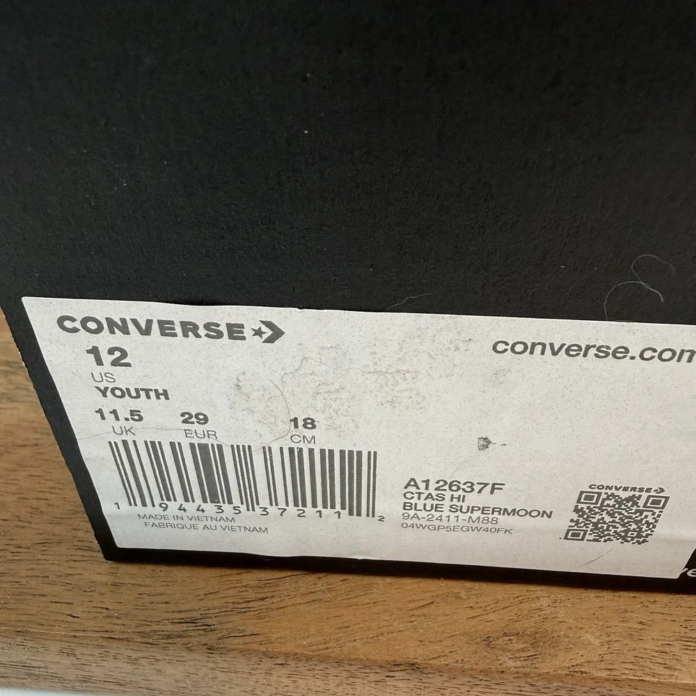 New Little Kids Converse Chuck‎ Taylor All Star High Blue Sneaker Shoes Sz 12 C